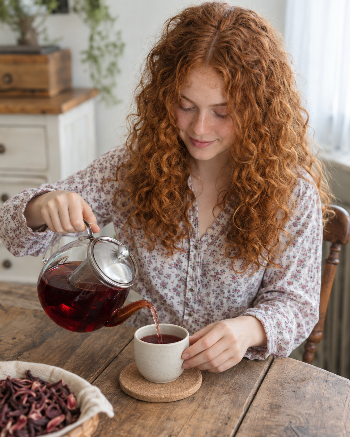 Gyümölcsös hibiszkusztea kitöltése
